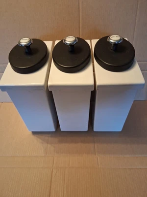 Set Of 3 Hall Vintage Soda Fountain Porcelain Topping Dispensers With Ladles - Image 1 of 4