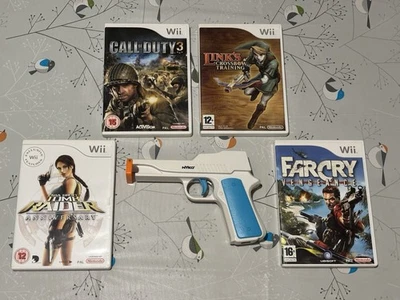 Nintendo Wii 4 x Games & Gun Bundle CLEANED & TESTED **Free Postage** - Image 1 of 4