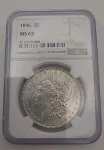 1896 P MORGAN SILVER DOLLAR $1 NGC MS63 UNCIRCULATED GRADED SLAB - Picture 1 of 4