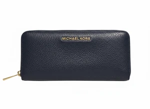 MICHAEL KORS Geldbörse Zip Around Damen Navy Blau Leder Mehrere Kartenfächer - Bild 1 von 12