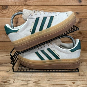 Adidas Trainers Womens UK 6 Originals Gazelle Bold Beige Green Platform Shoes - Picture 1 of 13