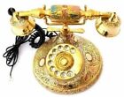 Old Fashioned Telephone Golden Finish Engraved Solid Brass Vintage Rotary Phone