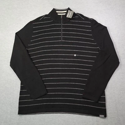 Suéter Eddie Bauer Para Hombres XLT Negro Gris Esquí Rayas 1/4 Cremallera Mezcla de Lana Nuevo con Etiquetas Foto 1 de 4