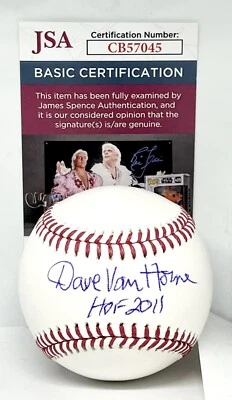 Dave Van Horne Expos Marlins signed MLB Baseball Ball W/ HOF Inscription JSA - Image 1 of 2