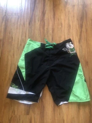 Gotcha Board Shorts Para Hombres 34 Board Shorts Surf Bañador Negro Verde Foto 1 de 4