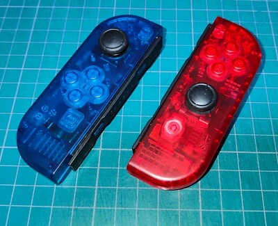 Controladores Joy Con personalizados Nintendo Switch Clere rojo azul transparente japonés Foto 1 de 2