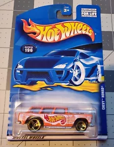 De colección 2001 Hot Wheels 1955 Chevy Nomad Wagon #196 Mainline Orange - Imagen 1 de 4