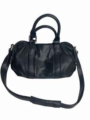 KENNETH COLE New York Black Leather Travel Bag with Shoulder Strap - Image 1 of 4