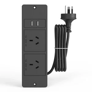 Recessed Power Strip with 2 USB Ports,240V 10A, Flush Mount for Desk & Furniture - Picture 1 of 12