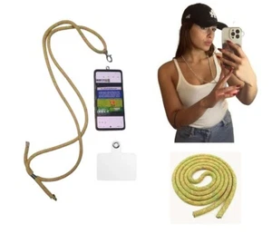 1 Collier Ethnique A4 Corde 8MM 150CM Attache Plastique Trasp. Porte Téléphone - Photo 1 sur 7