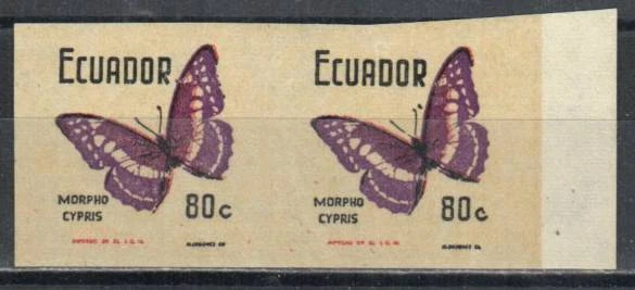 Sello Ecuador 804 - Mariposa, par imperfecto Foto 1 de 1