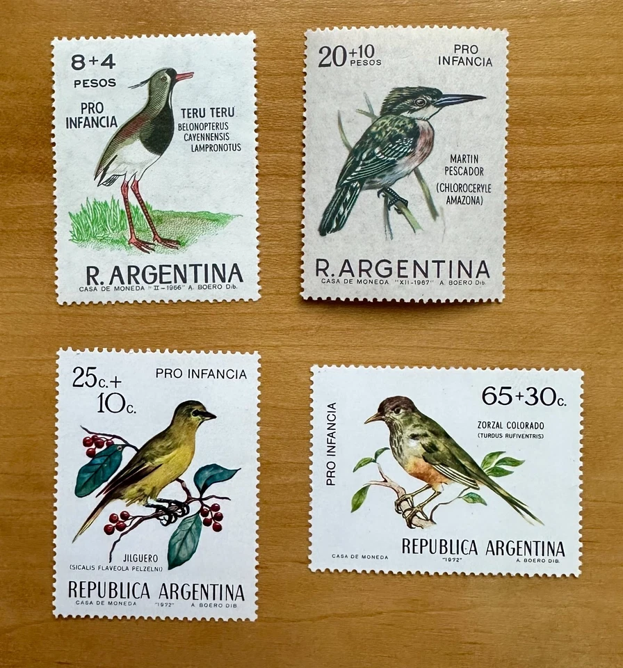 Argentina stamps Scott #B48, B50, B56, B57 Semi Postal Birds MNH - Image 1 of 1
