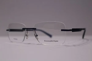 Ermenegildo Zegna Eyeglasses EZ5026 013 Rimless with Metallic Blue Temples 56mm - Picture 1 of 7