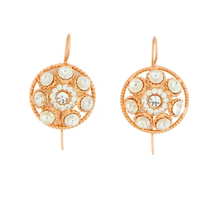 Handmade Liberty Earrings Gold 14K White Crystals Christmas Gift - Picture 1 of 7