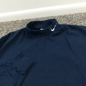 Vintage 1997 Nike Sweatshirt Mock Neck Embroidered Navy Blue USA Made Mens XL - Picture 1 of 11