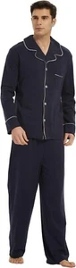 Merona Men 2 pc Woven Pajama XL42-44) Navy Blue with Cuffed Long Sleeves ~ NWT - Picture 1 of 3