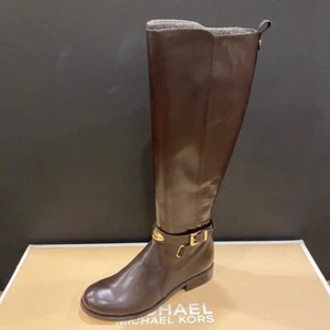 Stivali alti ginocchio Michael Kors MK Arley marroni scarpe basse polpaccio largo 5,5 NUOVI - Foto 1 di 5