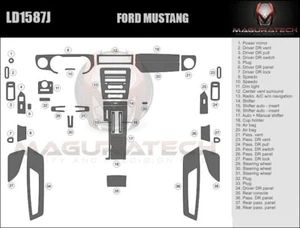 Fits Ford Mustang 2014 NO Navigation Large Wood Dash Trim Kit - Bild 1 von 3