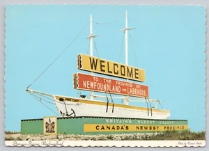 Port Aux Baskisches Neufundland Kanada, Willkommensschild, Vintage Postkarte - Bild 1 von 2