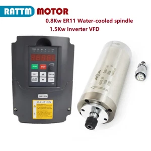 0.8KW 800W Water Cooled Spindle Motor ER11 24000rpm & 1.5KW VFD Inverter 220V - Picture 1 of 8
