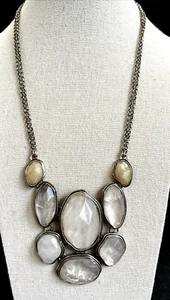 Statement-Halskette Lucky Brand facettiert weiße Jade Boho - Bild 1 von 5