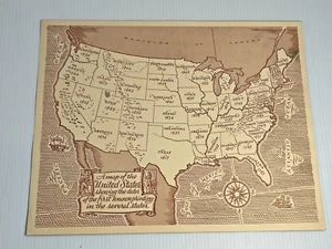 Vintage 1960s United States Map First Known Printing Press Dates BA Benson Paper - Picture 1 of 4