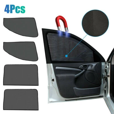 4PC Car Side Front Rear Window Sun Shade Cover Mesh Shield UV Protection Curtain - Image 1 of 4