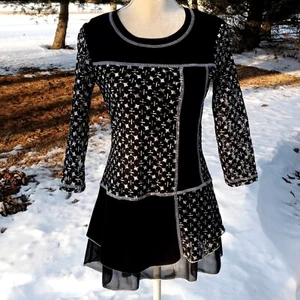 Libra Black Layered 3/4 Sleeve Stretch  Top S/P - Picture 1 of 6