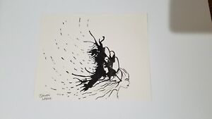 Original Pen And Ink "In Deep Thought" Woman Ink Blot Signed Jason Large