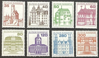 Germany 1979-1982 Sc# 1308-1315 Set of 8 MNH OG Castles - Image 1 of 2