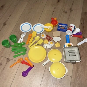 Vintage Fisher Price Spaß mit Essen 1987 Super Pfanne Frühstück Set Extras Bakin - Bild 1 von 6