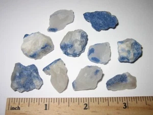 10 KLEINE NATÜRLICHE GROBE 0,5"- 0,8" DUMORTIERIT & QUARZKRISTALLE BRASILIEN 39,5g *1 - Bild 1 von 8