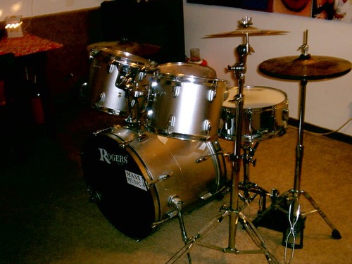 Rogers drum kit with practice/damper pads & cymbols | eBay