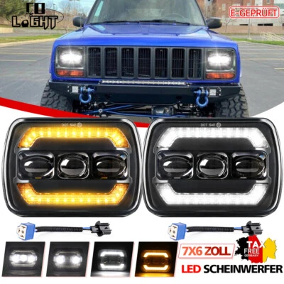 E-geprüft 5x7" LED Scheinwerfer Blinklicht für Jeep Cherokee XJ YJ Chevy Mazda - Bild 1 von 4