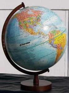 Mid '90s GLOBEMASTER Legend 12 Inch Raised Relief World Globe Tolman wood base - Picture 1 of 9