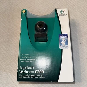 Logitech C200 Webcam USB Built-in Microphone w/RightSound  Black NEW & SEALED - Picture 1 of 6