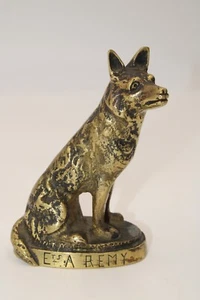 Solid Brass Shepherd/Alsatian Style Dog French Figurine Vintage Paperweight - Picture 1 of 10
