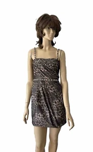 NWT $695 MOSCHINO CHEAP AND CHIC LEOPARD SPAGHETTI CHAIN DRESS SIZE 4 - Picture 1 of 17