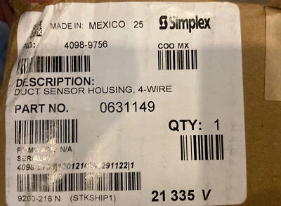 Simplex (4098-9756) TrueAlarm Duct Sensor Housing 0631149 - Image 1 of 2