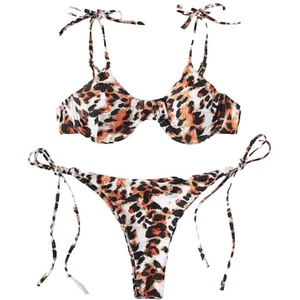 Bikini de 2 piezas con corbata estampado animal talla mediana nuevo sin etiquetas - Imagen 1 de 3