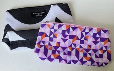 Bolso de Cosméticos MARIMEKKO para CLINIQUE Blanco y Negro + Bolsa de Maquillaje Rosa y Púrpura NUEVO Foto 1 de 4