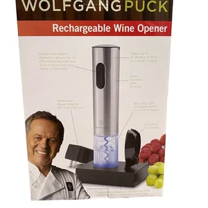 New in Box Wolfgang Puck Rechargeable Wine Opener with Charging Base Foil Cutter - Picture 1 of 6