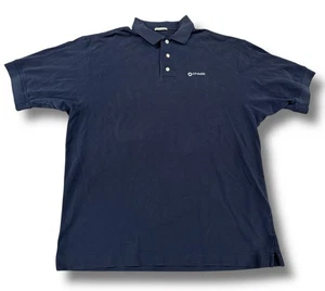 Vintage JP Morgan Chase Bank XXL Employee Navy Blue Wall Street Polo Shirt - Picture 1 of 8