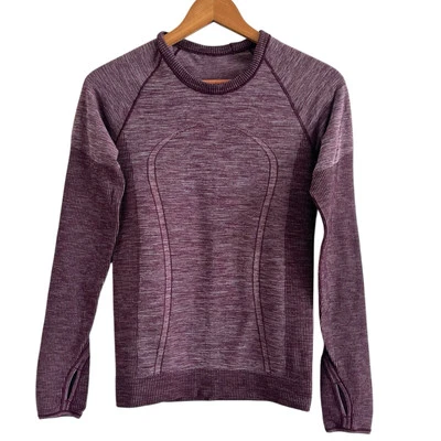 Lululemon Swiftly Wool Pullover II Long Sleeve Top Sz 6 Dark Adobe White Running - Image 1 of 4
