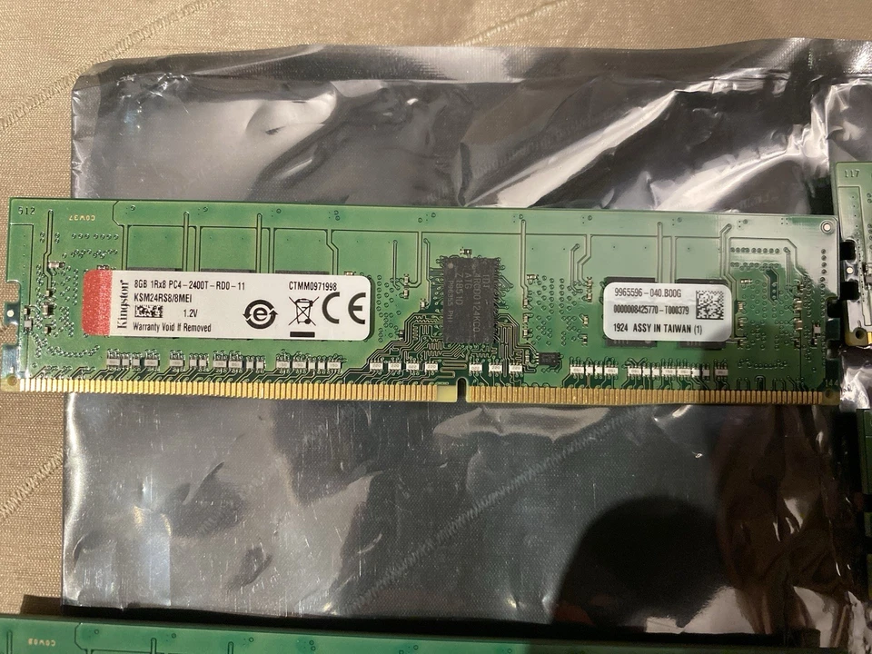 Kingston KSM24RS8/8MEI 8GB 1Rx8 PC4-2400T-RD0-11 SERVER Memory ECC RAM - TESTED - Image 1 of 4
