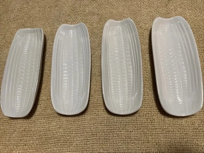 BIA Cordon Bleu Corn Dishes Plates Trays Set Of 4 Heavy White Porcelain Freeship - Image 1 of 4