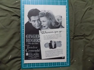 1943/1 PRINT AD MOVIE TENDER COMRADE GINGER RODGERS ROBERT RYAN WW2 - Picture 1 of 1