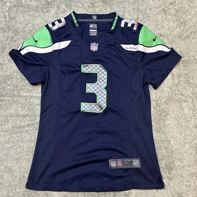 Camiseta Russell Wilson Seattle Seahawks #3 Azul Nike On Field NFL Juvenil Grande Foto 1 de 4