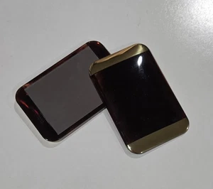 2 x ESTEE LAUDER * PURSE TRAVEL COSMETIC TURTLE BACK MIRROR * BROWN & GOLD * NEW - Picture 1 of 6