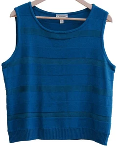 St. John Sport blau gestreift Santana Strick Shell ärmellos Tank Pullover Top L 14 - Bild 1 von 3